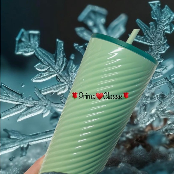 Starbucks Mint Green Swirl Cup Stainless Steel Cold Tumbler 24oz Insulated New - Picture 9 of 15